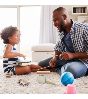 Stoie's Instrument de Musique Enfant en Bois Tambourin Bébé Batteries et Percussions pour Enfants Montessori Instruments de