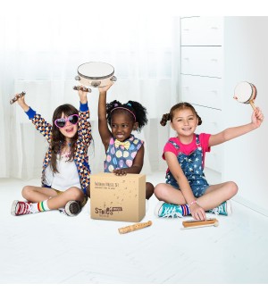 Stoie's Instrument de Musique Enfant en Bois Tambourin Bébé Batteries et Percussions pour Enfants Montessori Instruments de