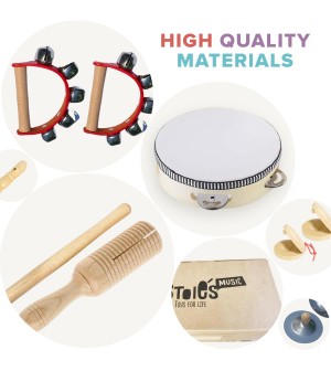 Stoie's Instrument de Musique Enfant en Bois Tambourin Bébé Batteries et Percussions pour Enfants Montessori Instruments de