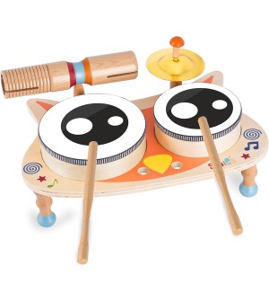 Stoie's Instrument de Musique Enfant en Bois Tambourin Bébé Batteries et Percussions pour Enfants Montessori Instruments de