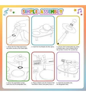 Stoie's Instrument de Musique Enfant en Bois Tambourin Bébé Batteries et Percussions pour Enfants Montessori Instruments de